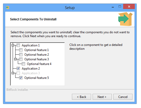Selecting components to uninstall
